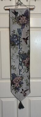 Whisper Wings Hummingbird Welcome Lilacs Tapestry Wall Hanging Bellpull
